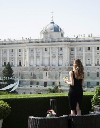 Views of Royal palace from Apartosuites flats in Plaza de oriente in Madrid