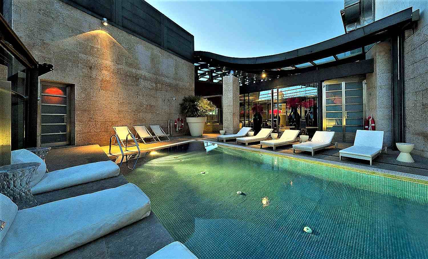 Pool at a roof top terrace at hotel in spain