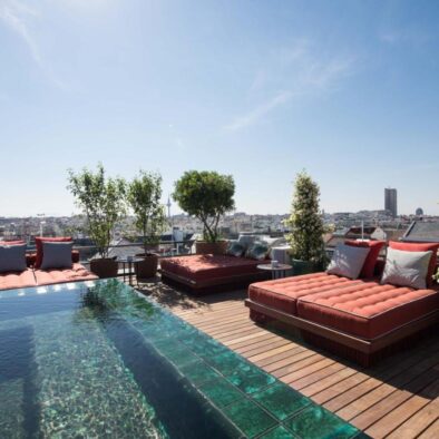 Pool at roof top terrace at Bless hotel in Madrid