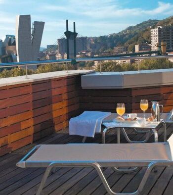 Great views from terrace at hotel Hesperia Bilbao