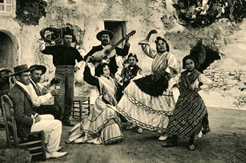 Traditional family in a flamenco performance