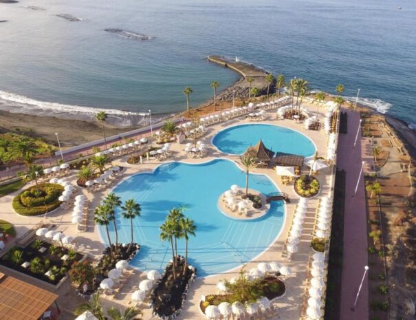 Pool and beach from hotel Iberostar Selection in Tenerife