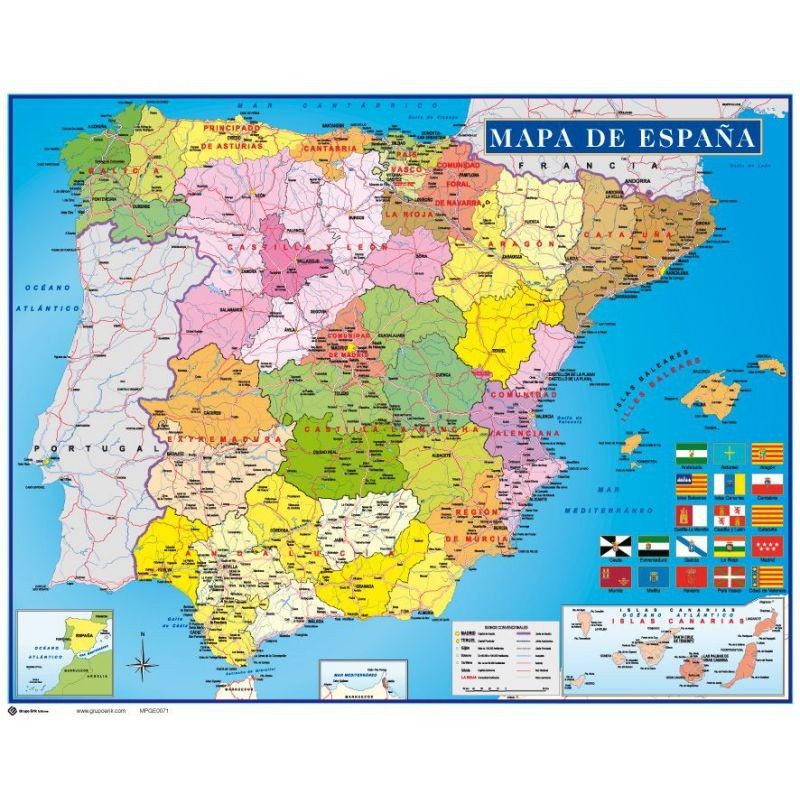 Map with regions of Spain